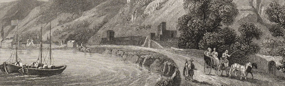 C. FROMMEL (1789-1863), Biedermeierliche Darstellung Rheinfels', Sst. Biedermeie - Bild 4 von 4