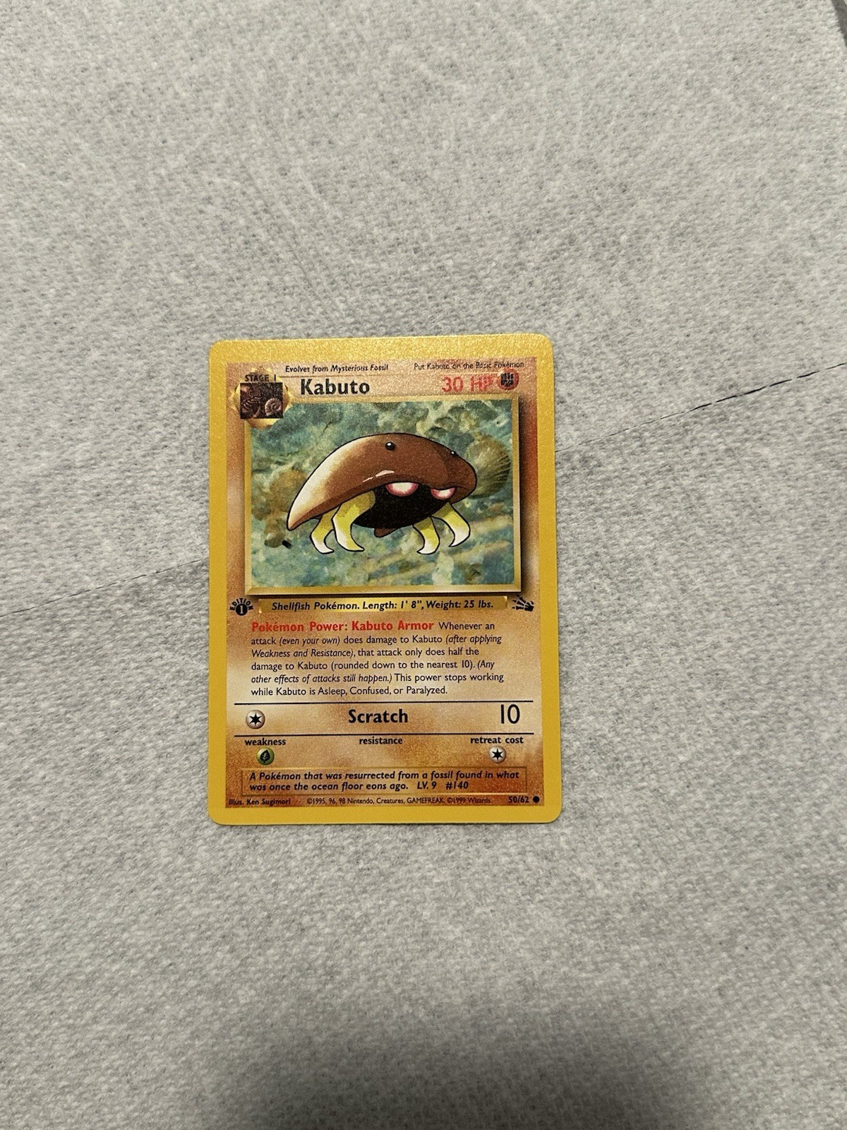 1st Edition Kabuto 50/62 - Pokemon Fossil NM - Pack Fresh