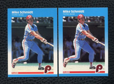 1987 FLEER GLOSSY & FLEER BASE #187 MIKE SCHMIDT HOF PHILADELPHIA PHILLIES
