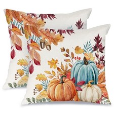 AACORS Fall Pillow Covers 18x18 Set of 2, 18" x Pack 2 , Blue Pumpkin