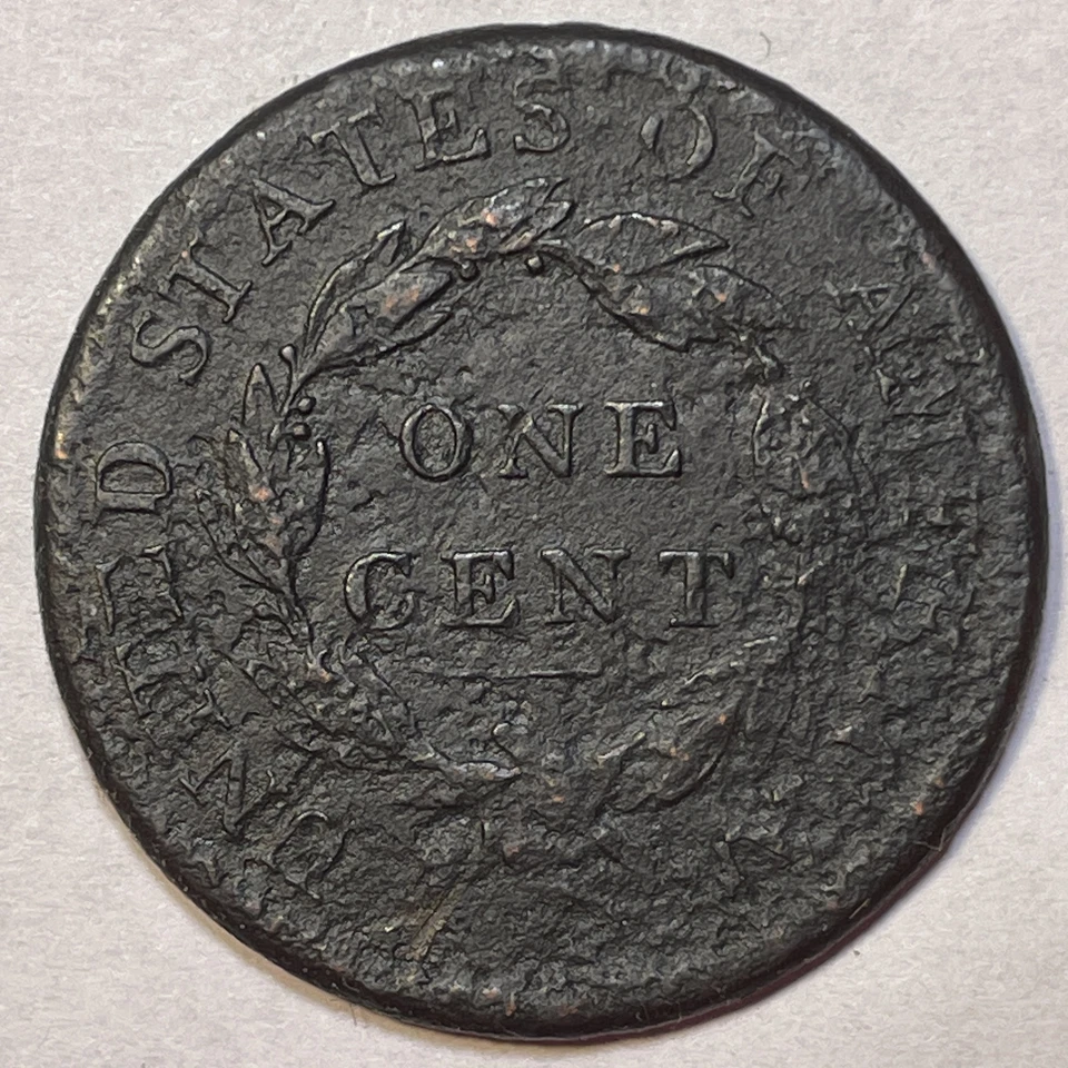 1814 Plain 4 Classic Head Large Cent Very Fine VF Coin, Corrosion #20554 - Image 2 of 3