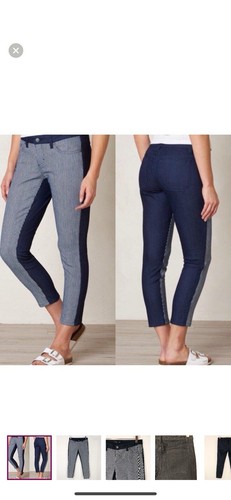 Prana Indigo Stripe Jett Jeans Organic Cotton Capri Pants Railroad Size 6 / 28 - Picture 2 of 10