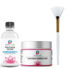 40% LACTIC ACID Skin Peel Kit with Antioxidant Recovery Cream and Fan Brush