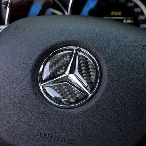 Volante de fibra de carbono de 44 y 49 mm emblema central logotipo decoración para Mercedes-Benz - Imagen 2 de 14