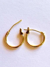  10 mm BY 1.25 mm Thickness small Earring. 14K Solid Yellow Gold E824