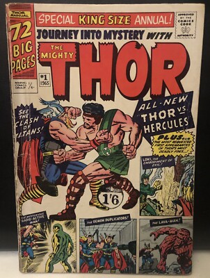 Thor Annual #1 Comic Marvel Comics 1965 Silver Age 2.5 1st App Hercules