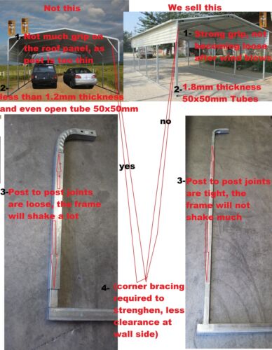 Large Steel Carport Shelter 3.5(W)x6.2(D)x2.8(H)m Double Portable Yard Backyard - Picture 5 of 11