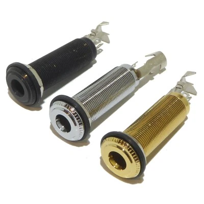 Quality Long Socket Guitar Jack Input chrome black gold