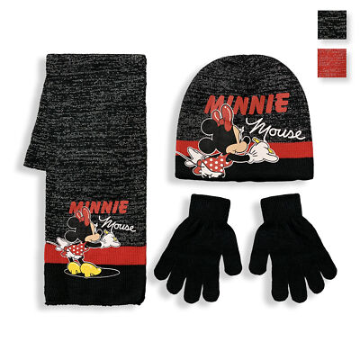 Schal Mütze Handschuhe Disney Minnie Mouse Winter Set Glitzer Mädchen 5904
