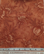 Harvest C-2200 Timeless Treasures BTY Pumpkin Print Rusty Orange Cotton Fabric