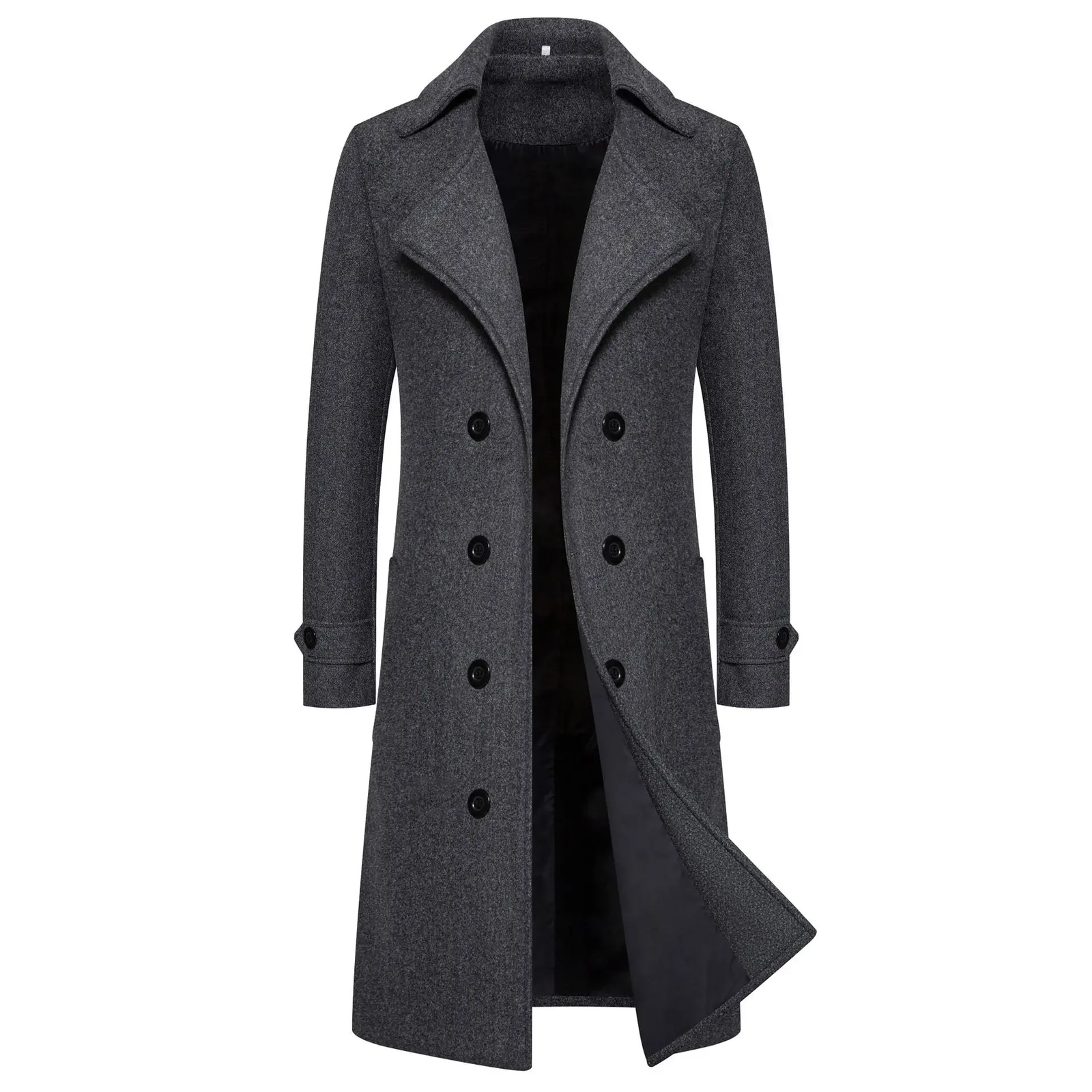 Cappotto lungo trench uomo autunno inverno doppia fila bottoni lana giacca