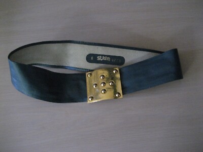 VINTAGE ST.JOHN TEAL LEATHER GOLD BUCKLE 2 display picture 3
