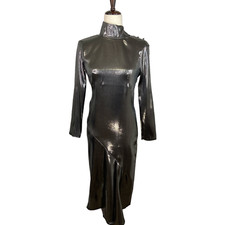 ASOS Women's Metallic High Neck Open Back Long Sleeve Dress Size 2