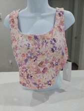 NEW RBX Watercolor Foral Crop Top Live Life Active Size XL Sports Shirt Bra NWT