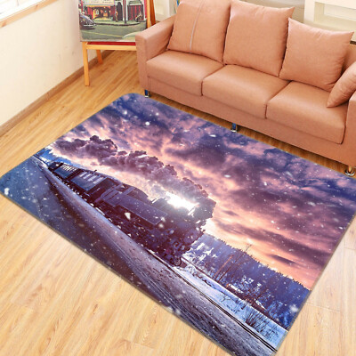 3D Train Smoke A70 Transport Game Non Slip Rug Mat Photo Carpet Zoe