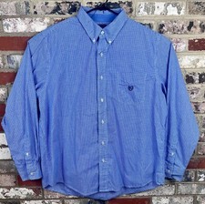 Chaps Ralph Lauren Easy Care Button Up Dress Shirt Blue White Striped Size XL