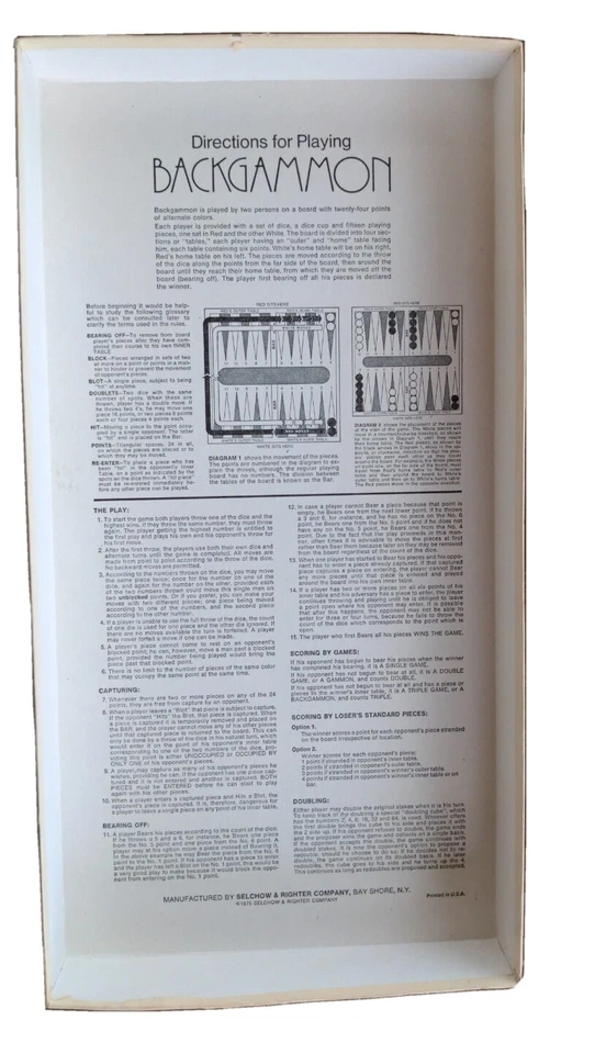 Backgammon Complete Game Vintage 1975 Selchow & Richter  - Image 4 of 4