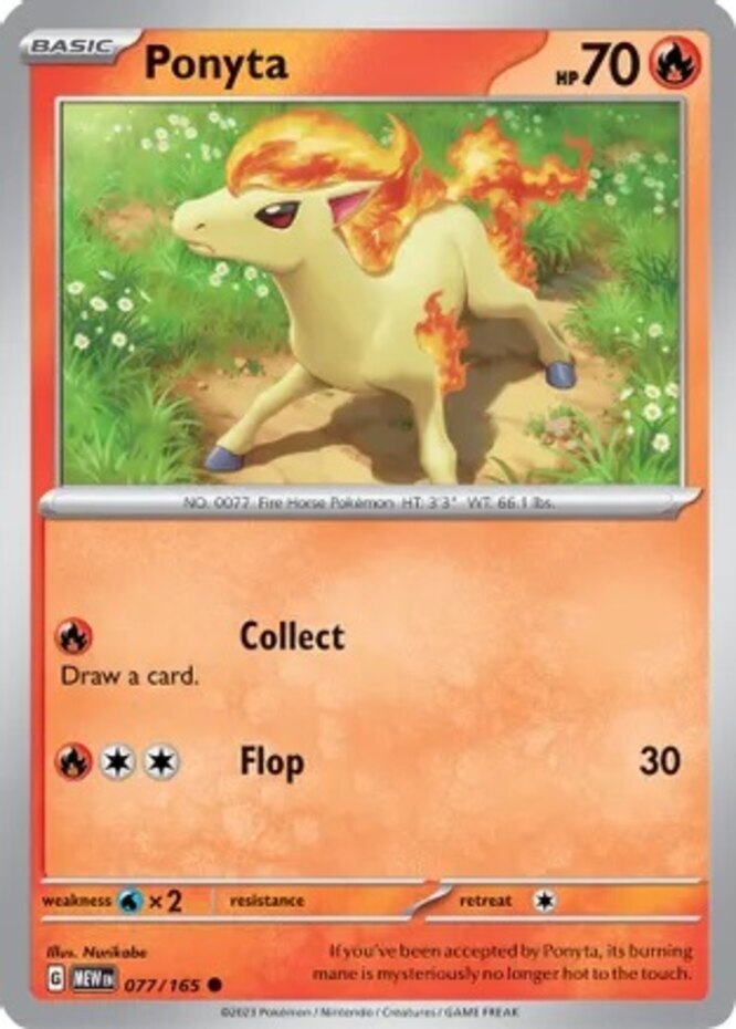 Pokemon Ponyta - 077/165 - Common NM-Mint Scarlet & Violet - 151