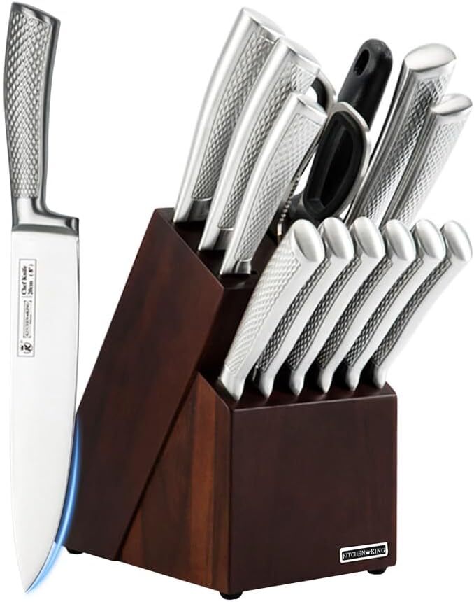 Knife Set with Block for Kitchen, 14PCS High Carbon Stainless Steel Kitc-image