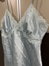 Vtg Gilligan O'Malley Womens Lace Nightgown Sz M Baby Blue Babydoll Negligee