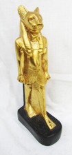 Egyptian Anubis god gold color exterior black base statue bookend 7 1/4"