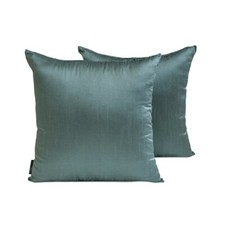Art Silk Plain Set of 2, 16"x16" Throw Pillow Cover - Smoky Green Luxury