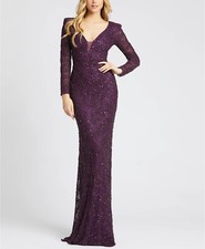 Mac Duggal 5177D Beaded Fitted Dress Sz 4 Plum