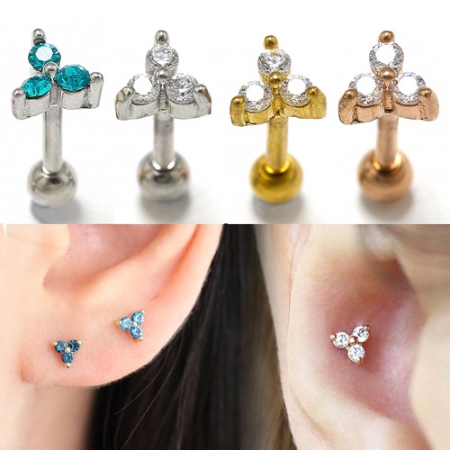 Handmade Opal Crystal Flower Ear Cartilage Ring Bar Ball Stud Piercing Earring - Picture 5 of 23