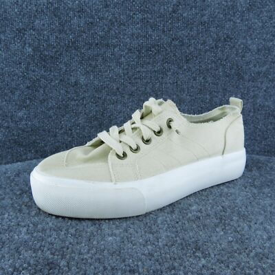 Maurices Women Sneaker Shoes Beige Fabric Lace Up Size Medium (B, M) 
