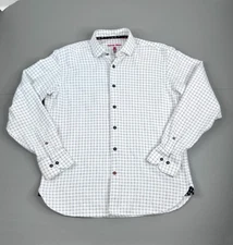 Visconti Black Button Down Shirt Men's Medium Window Pane White