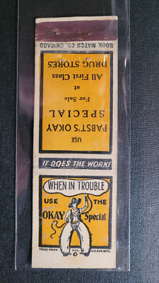 1920's Use Okay Pabst's Special Book Match Co.  Matchbook Match Cover
