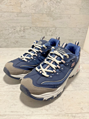 Skechers D'lites New Journey Womens Sz 9.5 Athletic Shoes Blue Gray Pink - EUC