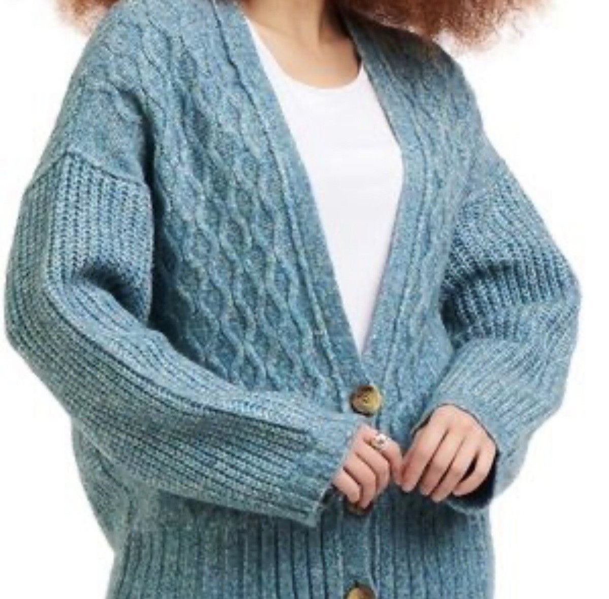 MSRP $89 Tape Cable-Knit Cardigan Blue Size Small | eBay