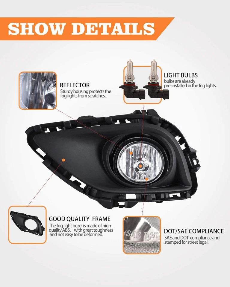 Par de luces antiniebla parachoques transparentes para Mazda CX-9 2013 2014 2015 luces de conducción con bombillas Foto 2 de 4