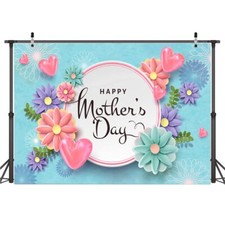 7x5ft Happy Mother's Day Backdrops Pink Flower Love Backdrop for Photography ...