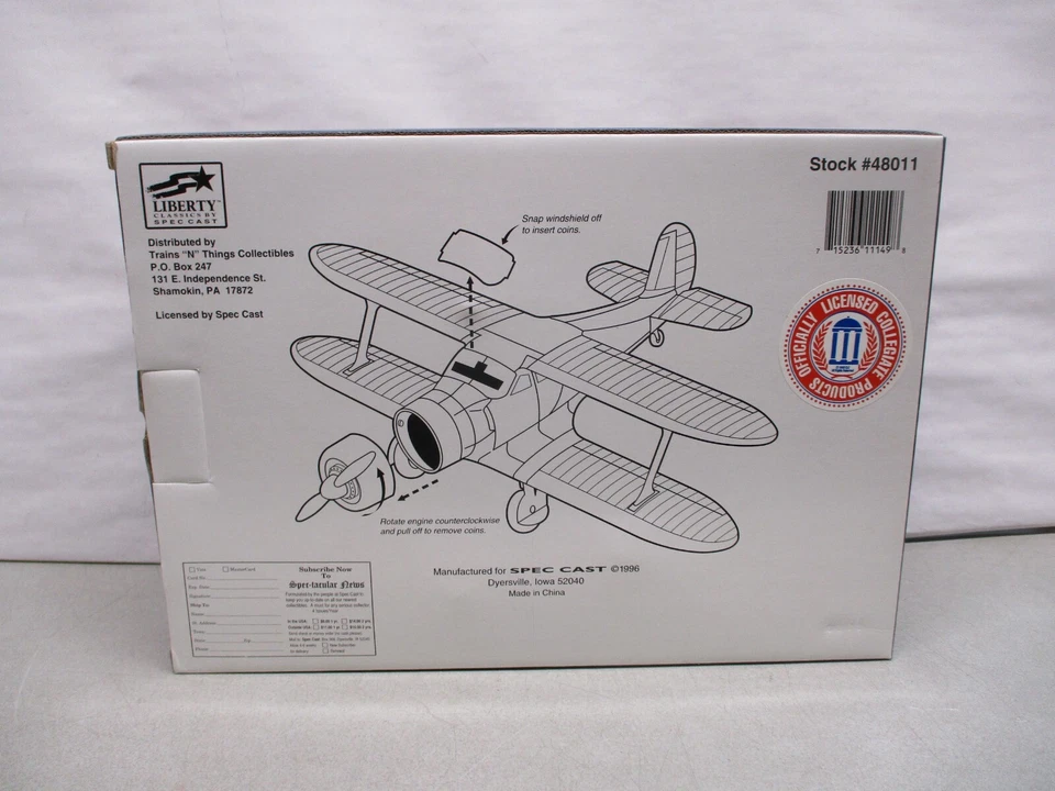 Speccast Penn State Beechcraft D17 Staggerwing Bank - Image 2 of 4