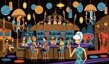 SHAG Josh Agle “The Divine Drinkery” Unframed Serigraph Art Print Mint COA Tiki