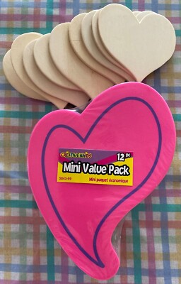 Miscellaneous Heart Crafts - 10 Wooden Hearts, 1 Pkg 12 Multi-Color Foam Hearts 