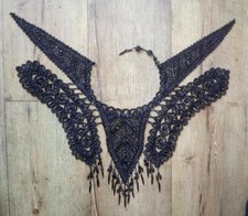 Victorian Black Glass Beaded Mourning Collar 