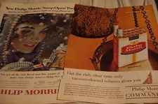 Vintage Philip Morris Cigarettes Magazine Print Ads Lot of 2 Different