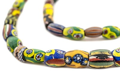 Oval Antique Venetian African Millefiori Trade Beads #15797 10mm Ivory Coast
