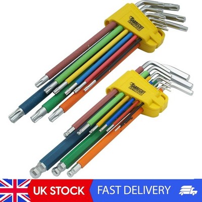 18 Stück Soft Grip Komfort extra lang Sechskant Diamant Sechskant Plus und Torx Schlüssel Sets