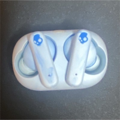 Skullcandy True Wireless Bluetooth Earbuds Light Blue & White Built-In Mic