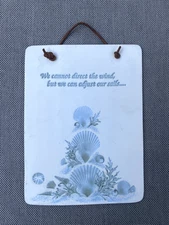 Coastal Cottage Seashell Wall Hanging Inspirational Quote Nautical Vintage