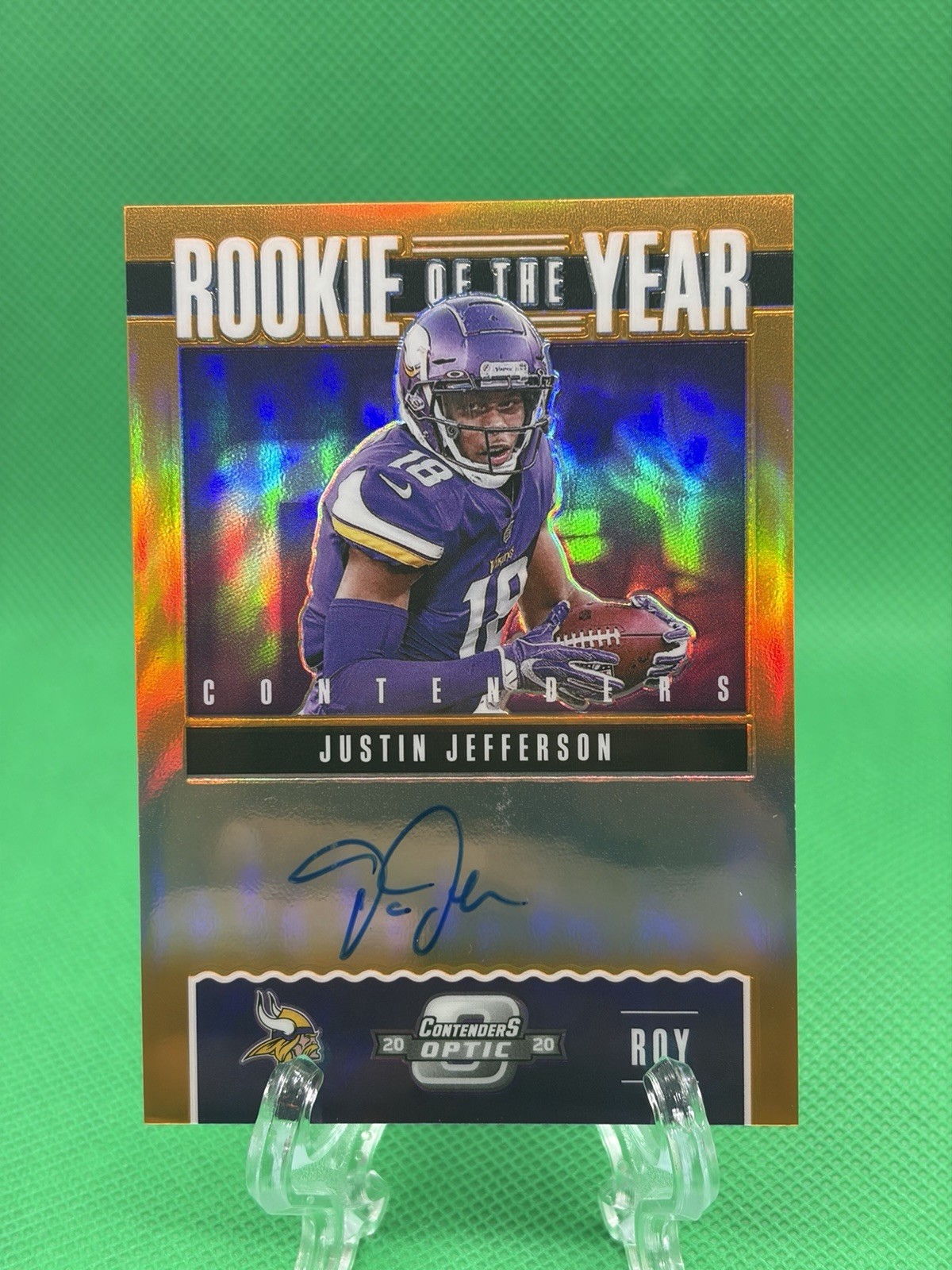 Justin Jefferson Rookie Auto 18/50 Jersey # Orange 2020 Contenders Optic ROY RC