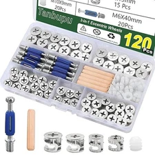 120PCS Cam Locks for Furniture,3-in-1 Eccentric Hardware Wheels, Cam Lock Nuts a