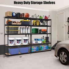 5-tier Storage Shelving Unit Garage Metal Storage Utility Rack Shelf Adjustable