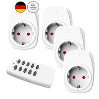 HBN Funksteckdosen Set 4Er Mit Fernbedienung 16A 3.680W Weiß FüR Innen, 30M