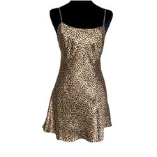 Victoria's Secret Leopard Print Satiny Nightgown, Adjustable Spaghetti Straps XS
