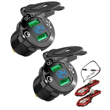 DaierTek 12V Dual USB Charger Socket for Automotive Car Marine RV RZR Black 